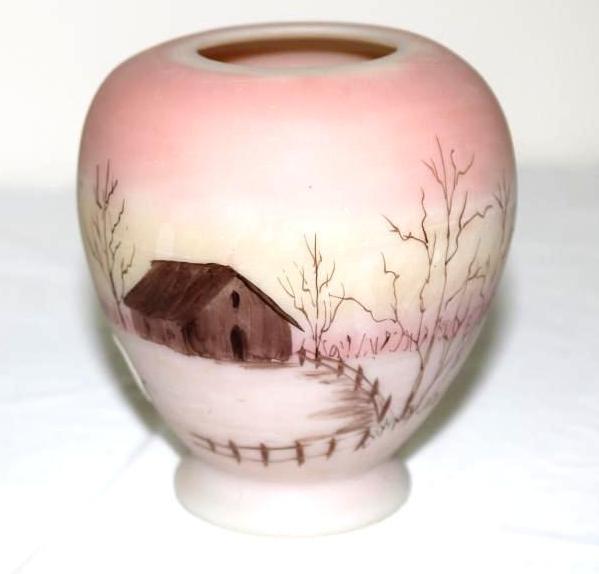 FENTON SMALL VASE, HANDPAINTED BY D. FREDRICK, #71/150, 4.25"