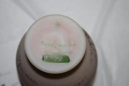 FENTON SMALL VASE, HANDPAINTED BY D. FREDRICK, #71/150, 4.25"