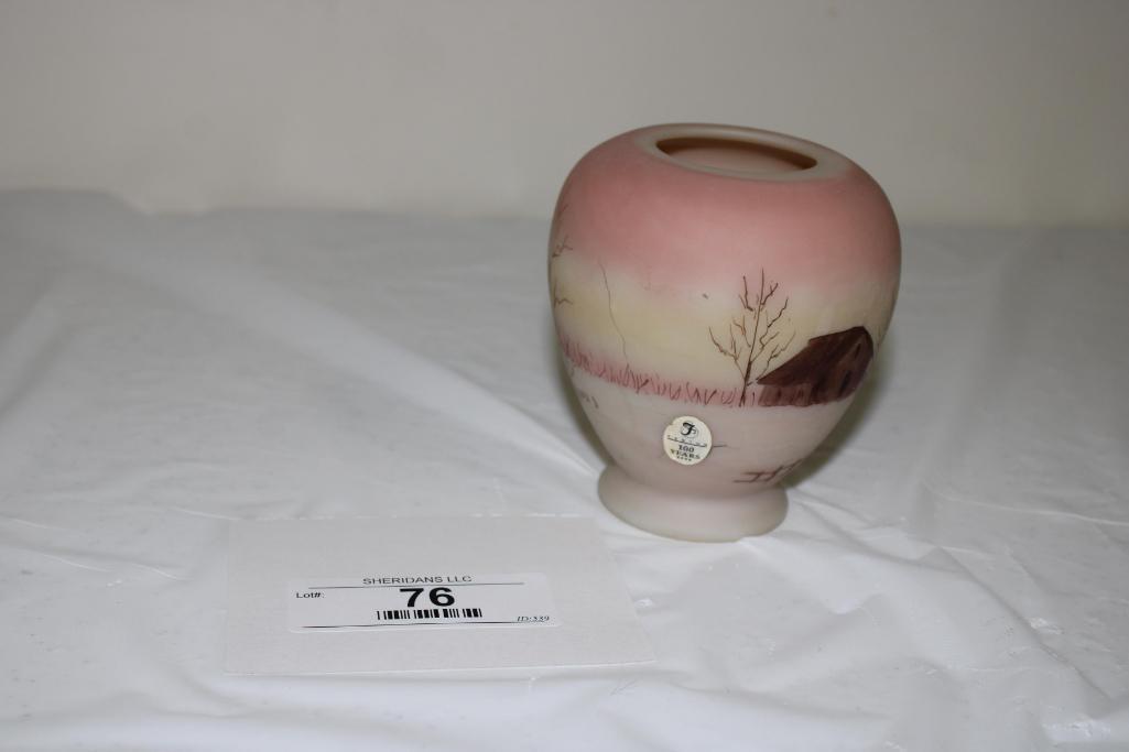 FENTON SMALL VASE, HANDPAINTED BY D. FREDRICK, #71/150, 4.25"