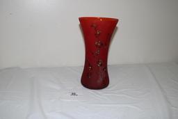 FENTON FLORAL PATTERN VASE, HANDPAINTED BY S. STEPHENS, 10"