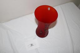 FENTON FLORAL PATTERN VASE, HANDPAINTED BY S. STEPHENS, 10"