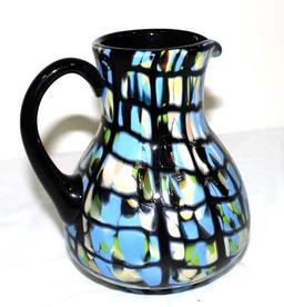 FENTON ART GLASS PITCHER, BY DAVE FETTY, 2007,7.5"