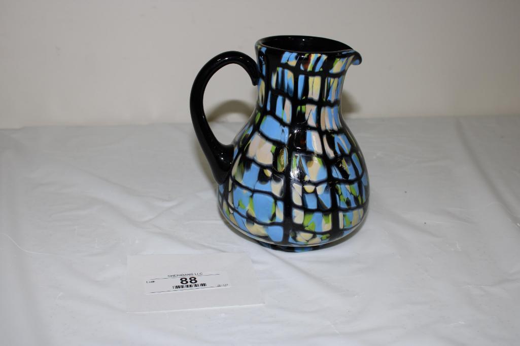 FENTON ART GLASS PITCHER, BY DAVE FETTY, 2007,7.5"