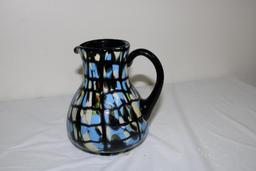 FENTON ART GLASS PITCHER, BY DAVE FETTY, 2007,7.5"