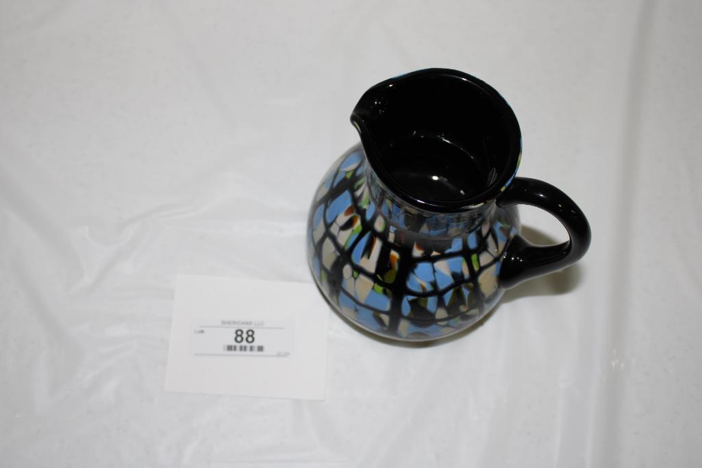 FENTON ART GLASS PITCHER, BY DAVE FETTY, 2007,7.5"