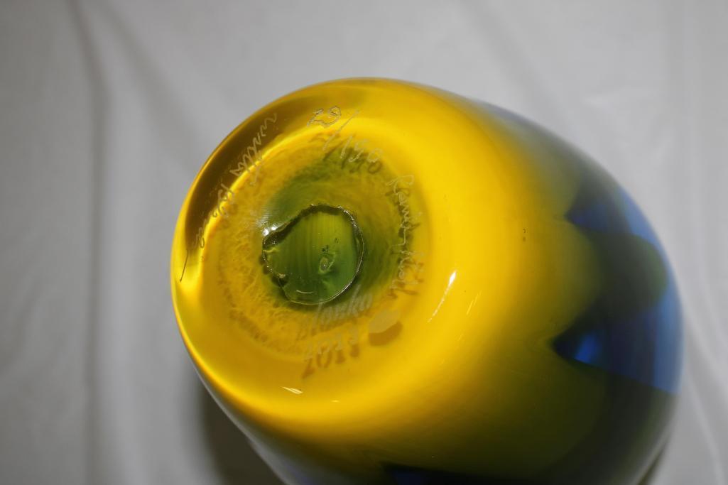 BLENKO ART GLASS VASE, SIGNED (UNKNOWN), 2013, #29/190, 10.25"