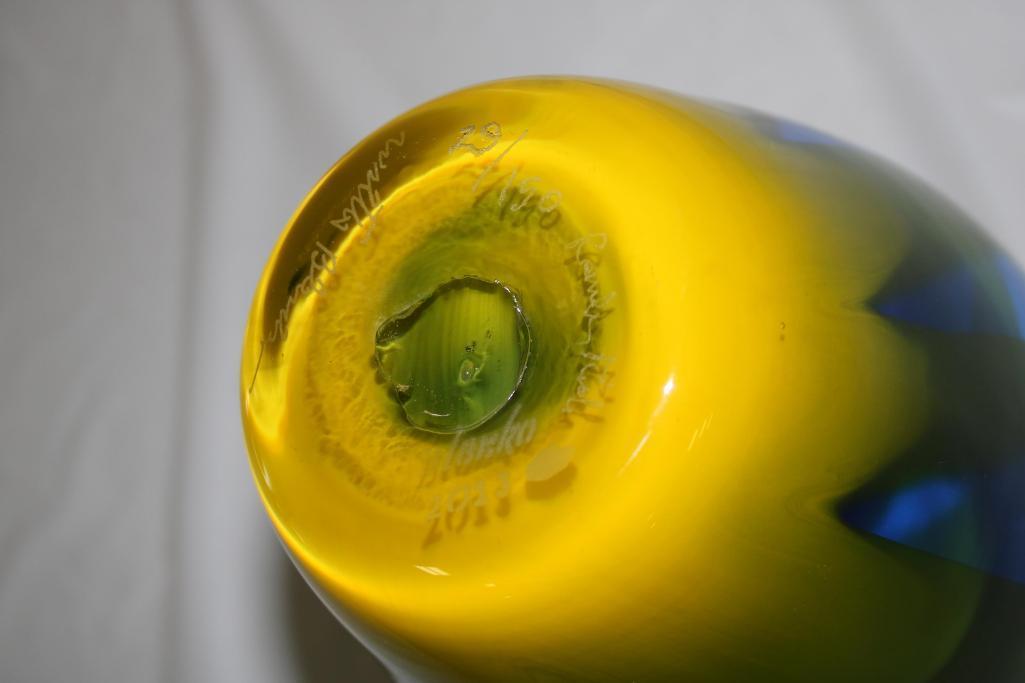 BLENKO ART GLASS VASE, SIGNED (UNKNOWN), 2013, #29/190, 10.25"