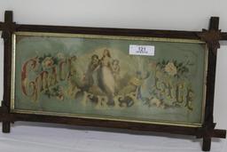 CROSSBOW FRAMED "GRACE, MERCY AND PEACE", SOME LOSS TO FRAME