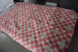 "1847 D. COSLEY" SIGNED COVERLET, (4) QUILTS
