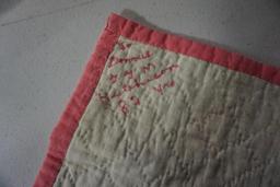 "1847 D. COSLEY" SIGNED COVERLET, (4) QUILTS