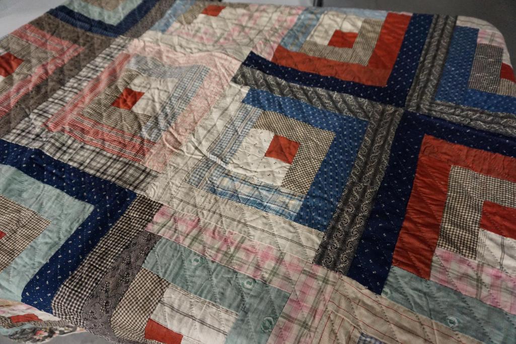"1847 D. COSLEY" SIGNED COVERLET, (4) QUILTS