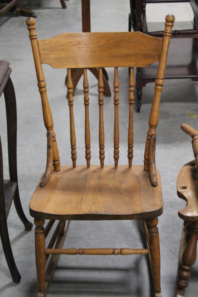 (2) OAK ROCKERS (ONE IN PIECES)