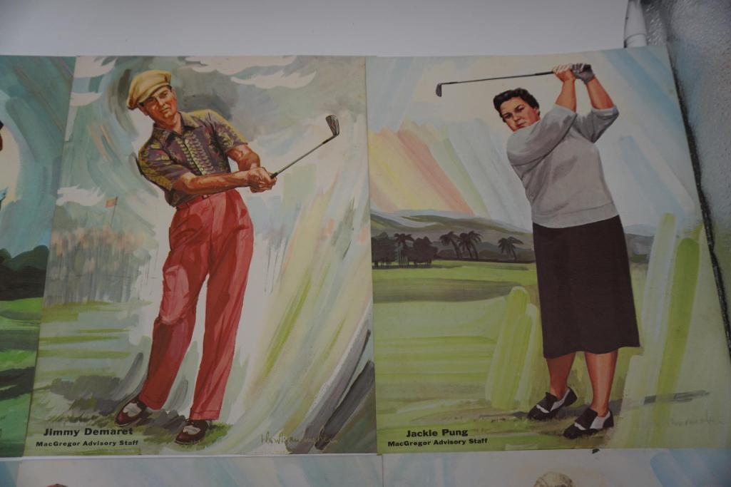 12 MACGREGOR ADVISORY STAFF PRINTS - UNFRAMEDTOMMY ARMOUR, JACK BURKE, JIMM
