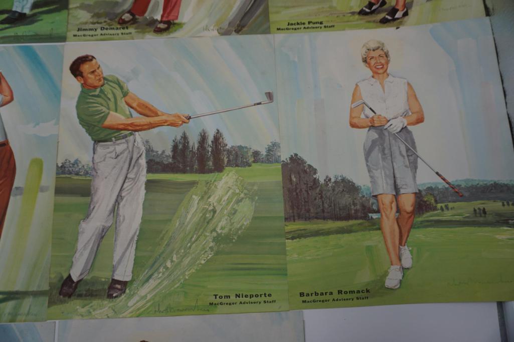 12 MACGREGOR ADVISORY STAFF PRINTS - UNFRAMEDTOMMY ARMOUR, JACK BURKE, JIMM