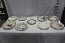 LARGE AMOUNT OF HANDPAINTED CHINA PLATES AND BERRY BOWLS (42) PIECES.