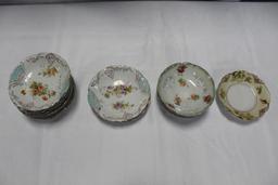 LARGE AMOUNT OF HANDPAINTED CHINA PLATES AND BERRY BOWLS (42) PIECES.