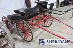 28-1: VINTAGE BUCKBOARD WAGON WITH HARNESS WITH GOOD PAINT