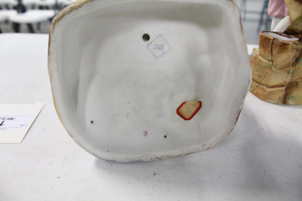 (2) BISQUE MATCH AND TOBACCO HOLDERS, SLIGHT CHIPPED, 10.5"