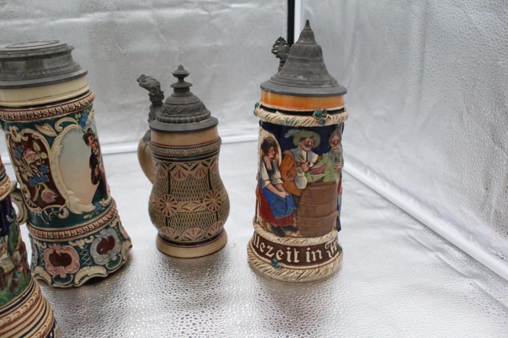 (5) BEER STEINS