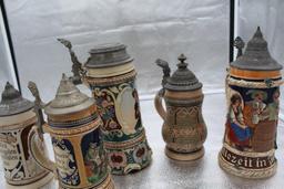 (5) BEER STEINS
