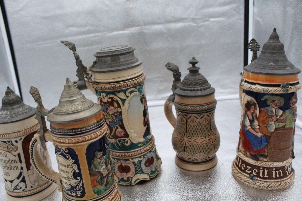 (5) BEER STEINS