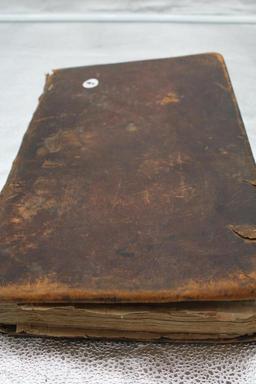 LARGE 17TH CENTURY LEATHER BOUND BOOK FROM FORBES LIBRARY, NORTH HAMPTON, M