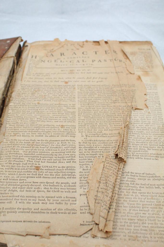 LARGE 17TH CENTURY LEATHER BOUND BOOK FROM FORBES LIBRARY, NORTH HAMPTON, M