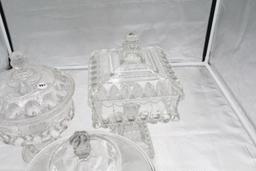 (3) PATTERN GLASS COMPOTES
