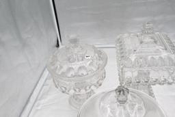 (3) PATTERN GLASS COMPOTES