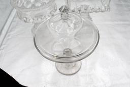 (3) PATTERN GLASS COMPOTES