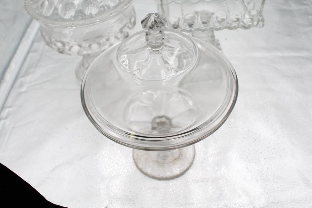 (3) PATTERN GLASS COMPOTES