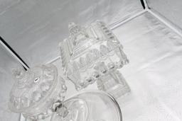 (3) PATTERN GLASS COMPOTES