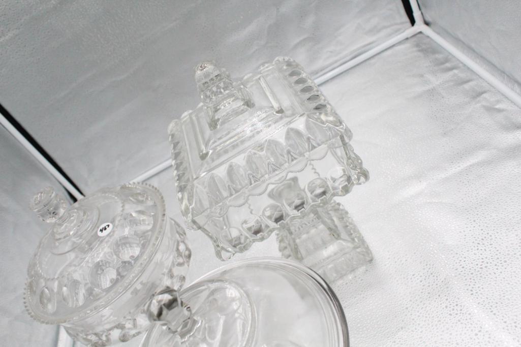 (3) PATTERN GLASS COMPOTES