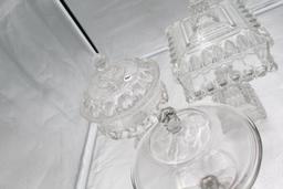 (3) PATTERN GLASS COMPOTES