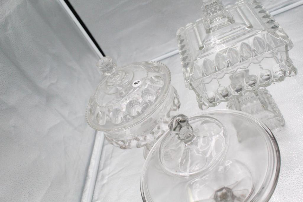 (3) PATTERN GLASS COMPOTES