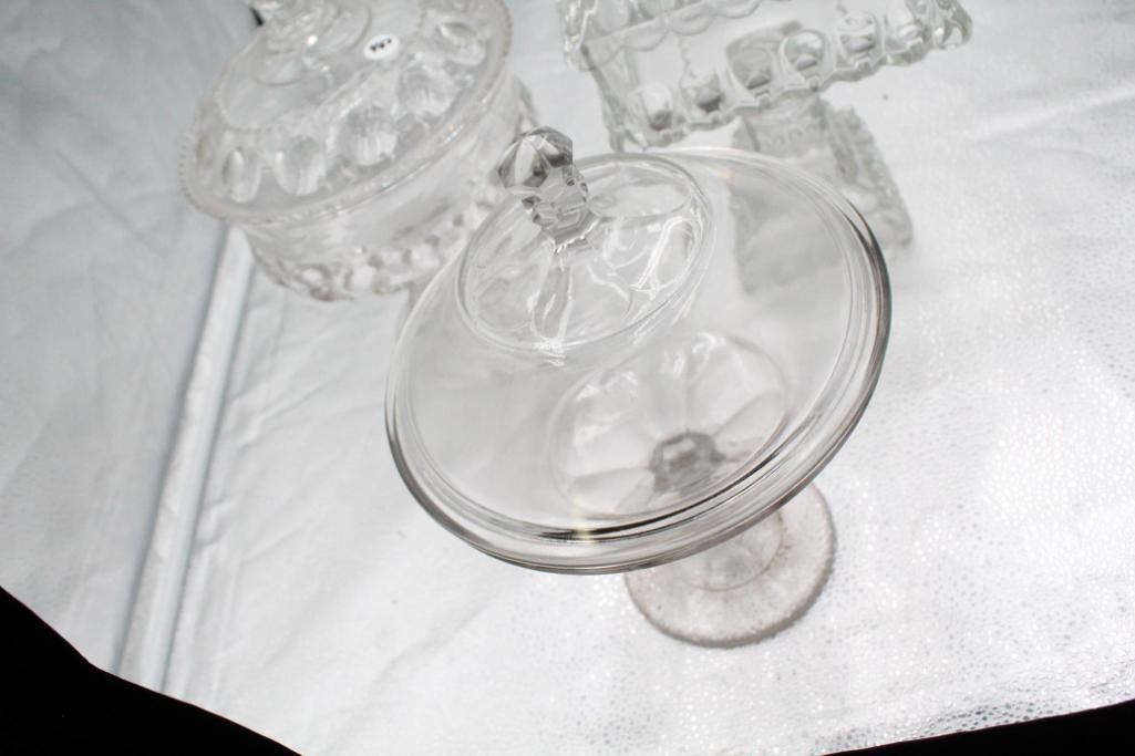 (3) PATTERN GLASS COMPOTES