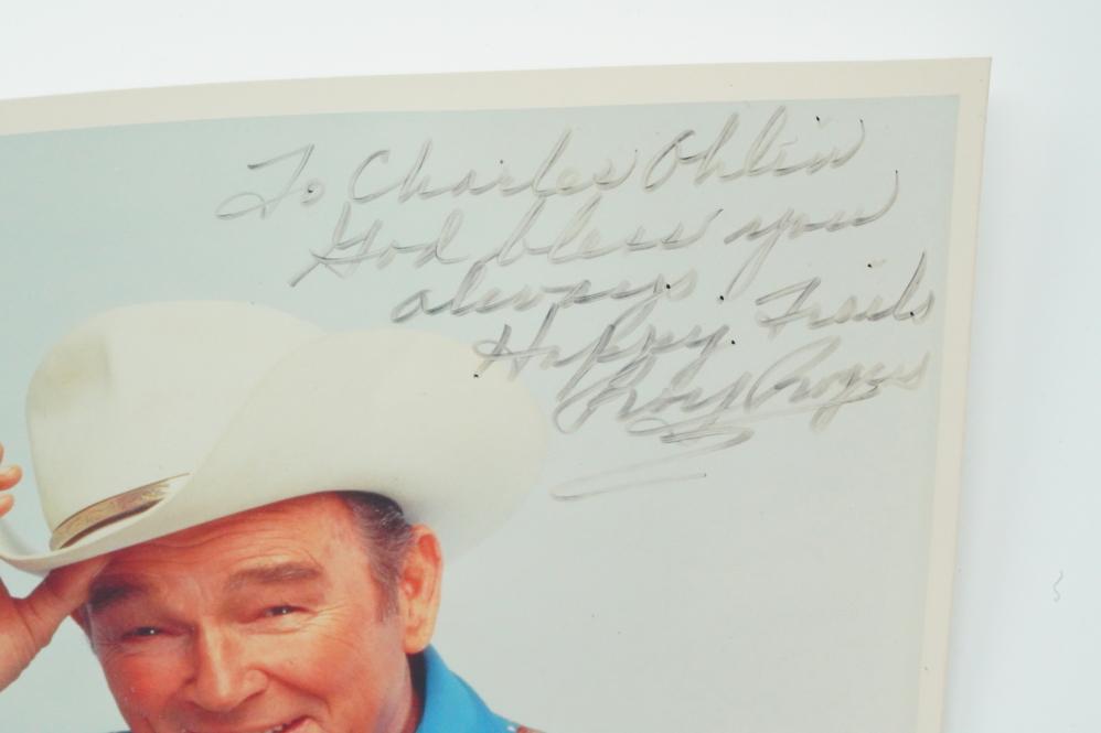 Roy Rogers Signed Photo W/Souvenir Card Holder
