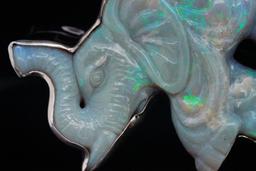 AKR Opal and Sterling Elephant Brooch