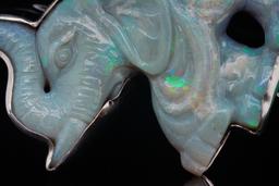 AKR Opal and Sterling Elephant Brooch