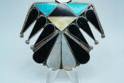 Zuni Multi-Stone Inlay and Sterling Bird Brooch