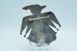 Zuni Multi-Stone Inlay and Sterling Bird Brooch