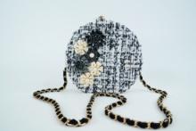 Cristina Sabatini Tweed Shoulder Bag W/Jeweled Flowers