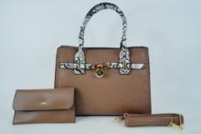 Crocodile Embossed Leather Top Handle Handbag