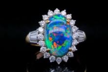 3.62ct GIA Black Opal, 1.10ctw Diamond and 18K Ring