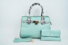 Crocodile Embossed Leather Top Handle Handbag