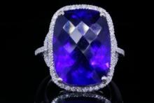 15.00ct Amethyst, 0.50ctw Diamond and 14K Ring