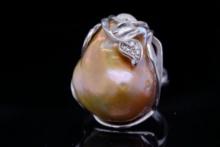 17.5mm Baroque Pearl and Sterling Silver Ring