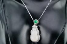Elegant Green and White Jade Double Gourd Pendant