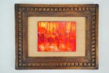 Alexander Larick Abstract Woodland in Red, Oil on Board