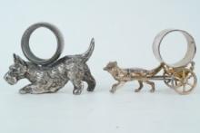 Lot of (2) Victorian Silver Plated Animal Napkin Rings